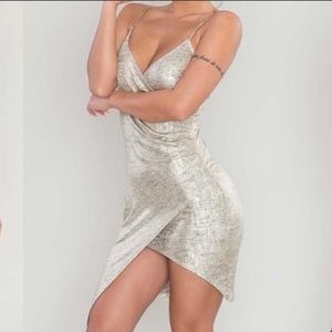 Gold Metallic Asymmetrical Dress